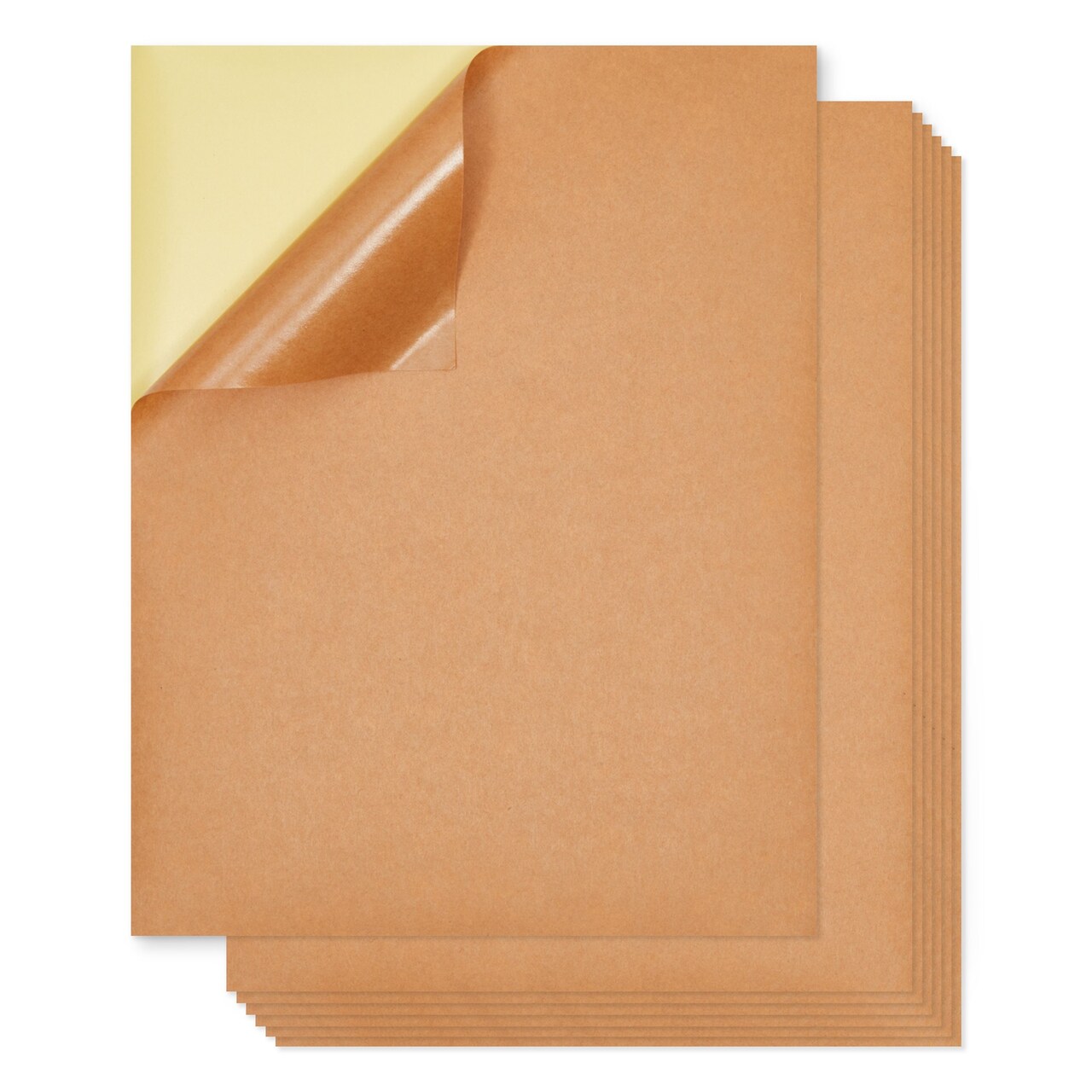 48 Pack Kraft Paper Sticker Paper, Full Sheet Printable Brown Labels (8.5x11 In)